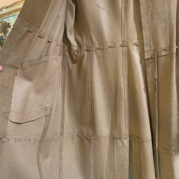 1970s Vintage Tan Suede Leather Trench Coat Jacket Mod Small Medium - Picture 3 of 9
